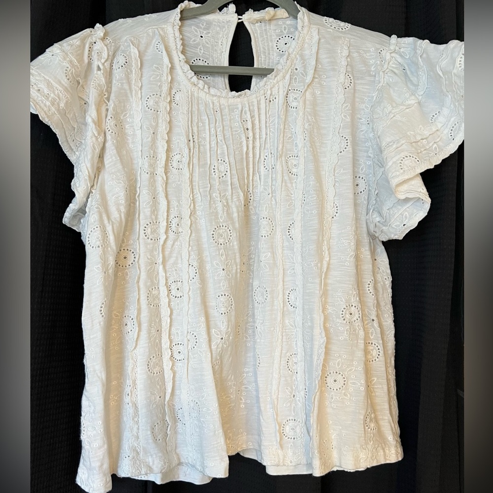 Anthropologie white top size L